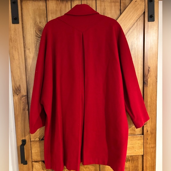 Vintage 80’s Red Wool Open Front Swing Coat - Picture 2 of 11